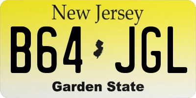 NJ license plate B64JGL