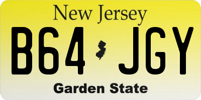 NJ license plate B64JGY