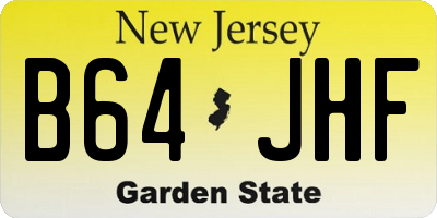 NJ license plate B64JHF