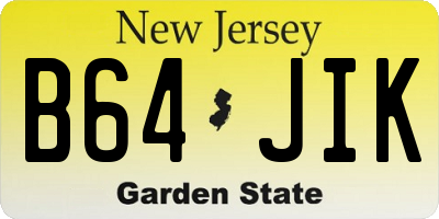 NJ license plate B64JIK