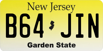 NJ license plate B64JIN