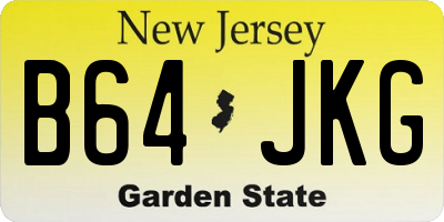 NJ license plate B64JKG