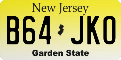 NJ license plate B64JKO