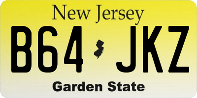 NJ license plate B64JKZ