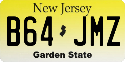 NJ license plate B64JMZ
