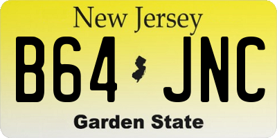 NJ license plate B64JNC