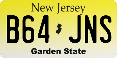 NJ license plate B64JNS