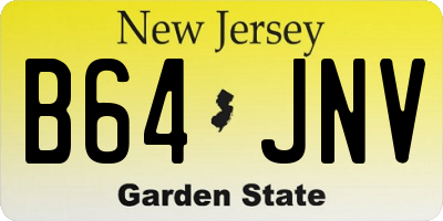 NJ license plate B64JNV