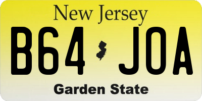 NJ license plate B64JOA
