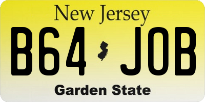 NJ license plate B64JOB