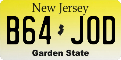 NJ license plate B64JOD