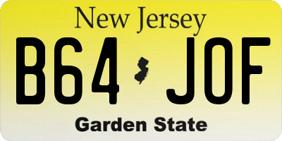 NJ license plate B64JOF