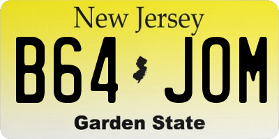 NJ license plate B64JOM