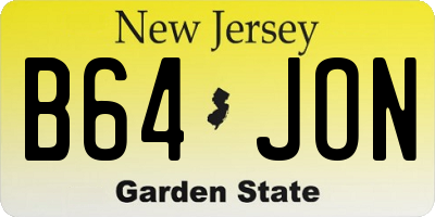 NJ license plate B64JON