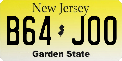 NJ license plate B64JOO