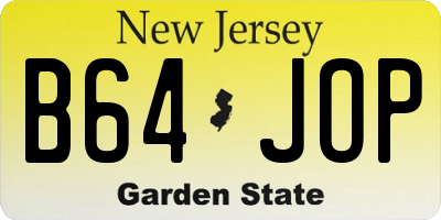 NJ license plate B64JOP