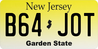 NJ license plate B64JOT