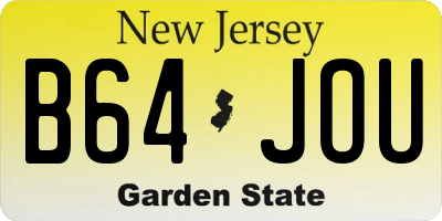 NJ license plate B64JOU