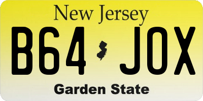 NJ license plate B64JOX