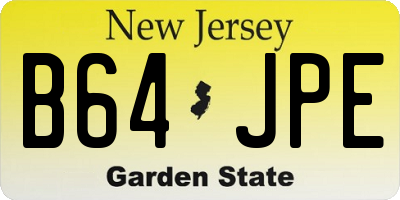 NJ license plate B64JPE
