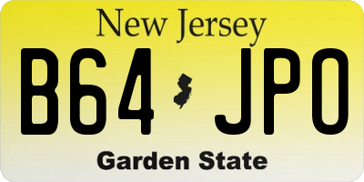 NJ license plate B64JPO