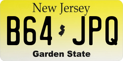 NJ license plate B64JPQ