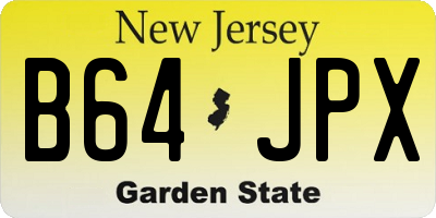 NJ license plate B64JPX