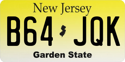 NJ license plate B64JQK