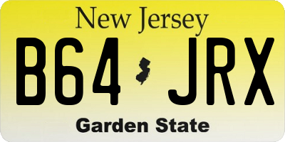 NJ license plate B64JRX