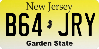 NJ license plate B64JRY