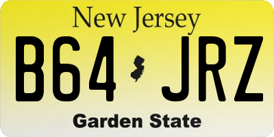 NJ license plate B64JRZ