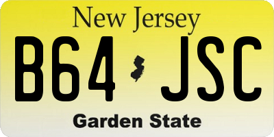 NJ license plate B64JSC