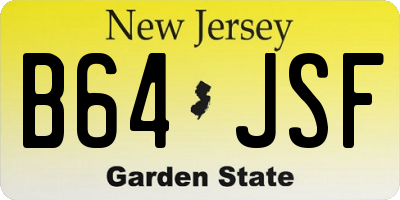 NJ license plate B64JSF