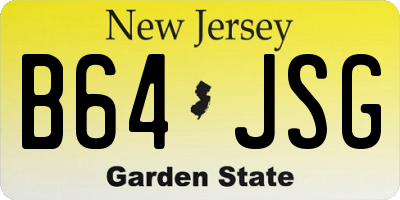 NJ license plate B64JSG