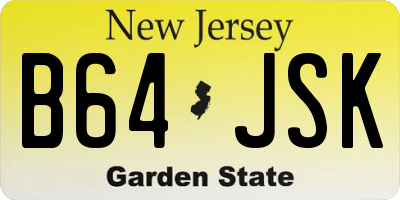 NJ license plate B64JSK
