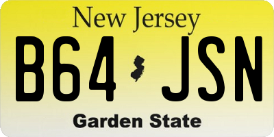 NJ license plate B64JSN