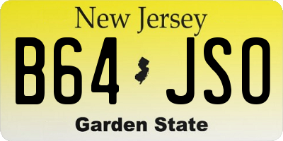 NJ license plate B64JSO