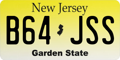 NJ license plate B64JSS