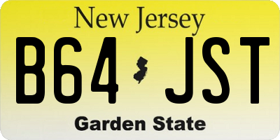 NJ license plate B64JST