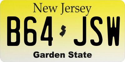 NJ license plate B64JSW