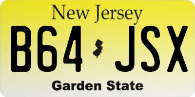NJ license plate B64JSX