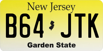 NJ license plate B64JTK