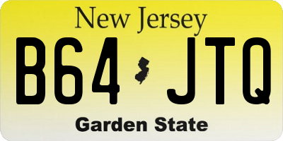NJ license plate B64JTQ