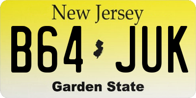 NJ license plate B64JUK