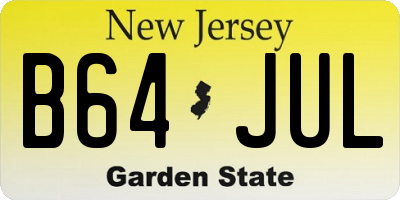 NJ license plate B64JUL