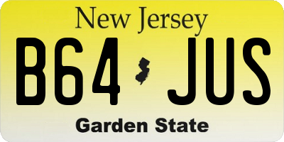 NJ license plate B64JUS