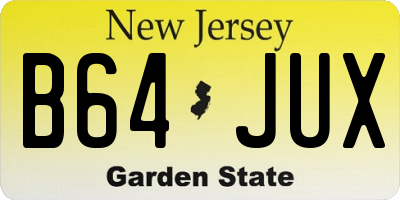NJ license plate B64JUX