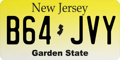 NJ license plate B64JVY