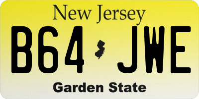 NJ license plate B64JWE