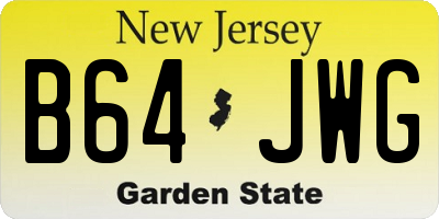 NJ license plate B64JWG